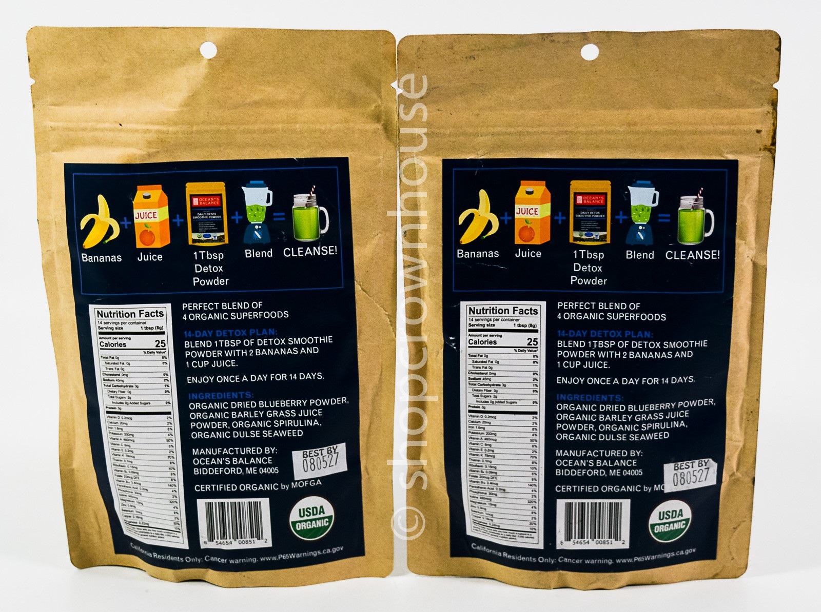 2 Ocean’s Balance 4oz Organic Daily DETOX Smoothie Powder 14 day cleanse 08/2027