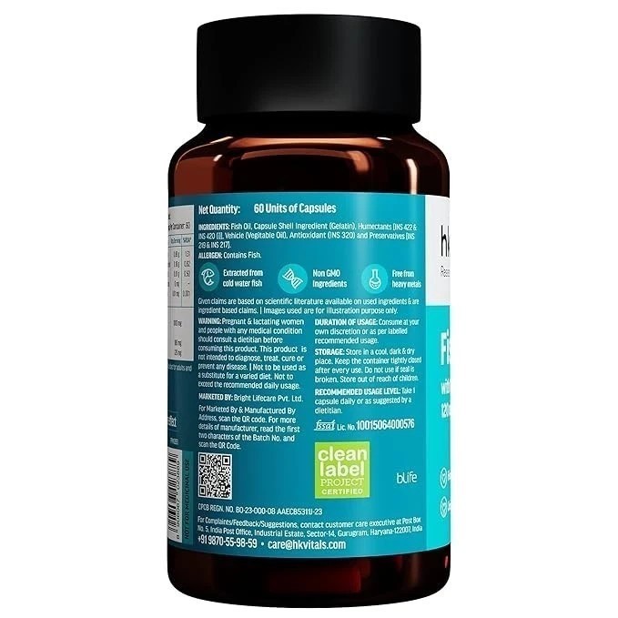 HealthKart HK Vitals Fish Oil 1000mg Capsules, 60 Capsules
