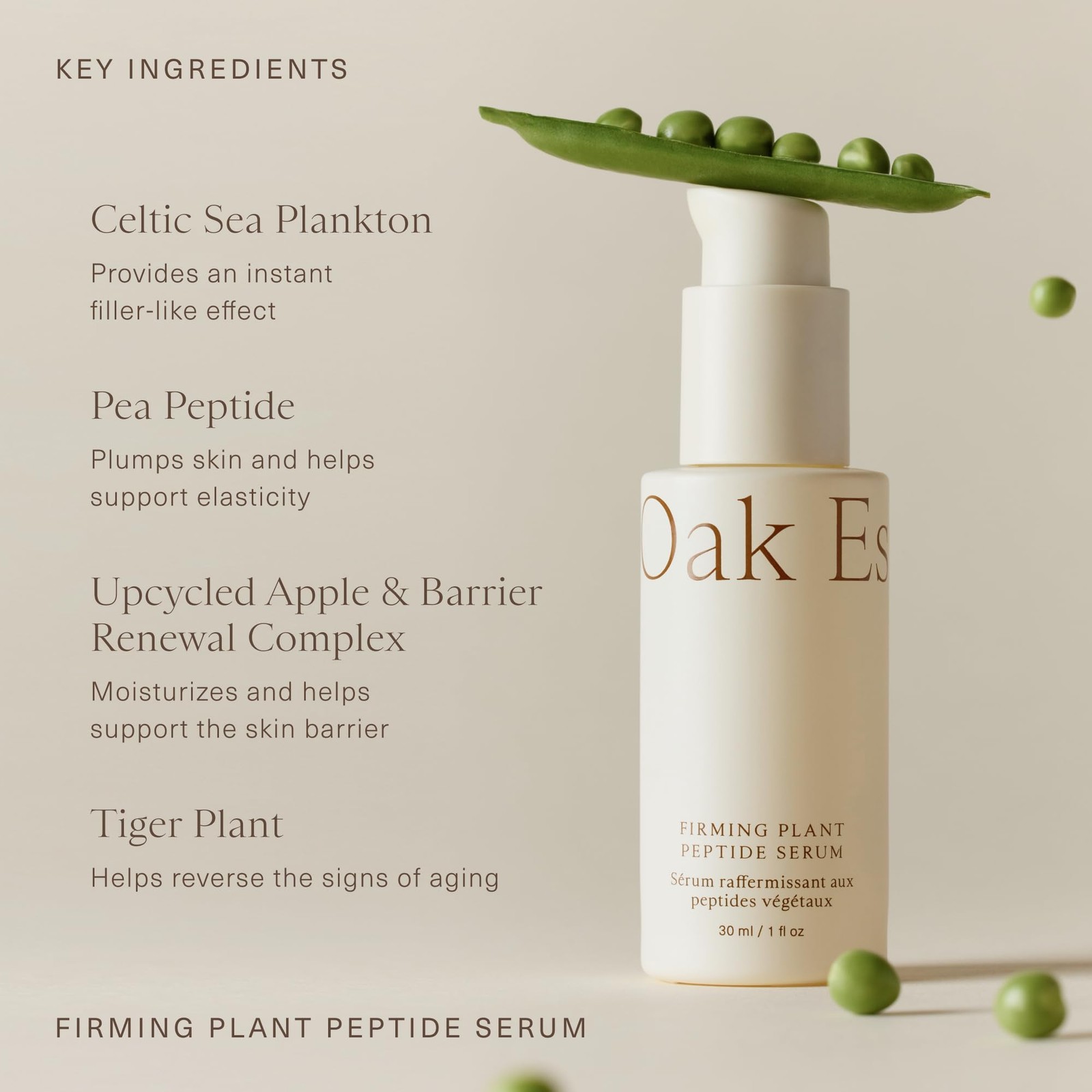 Oak Essentials Firming Plant Peptide Serum, Peptide Face Serum with Botanical…