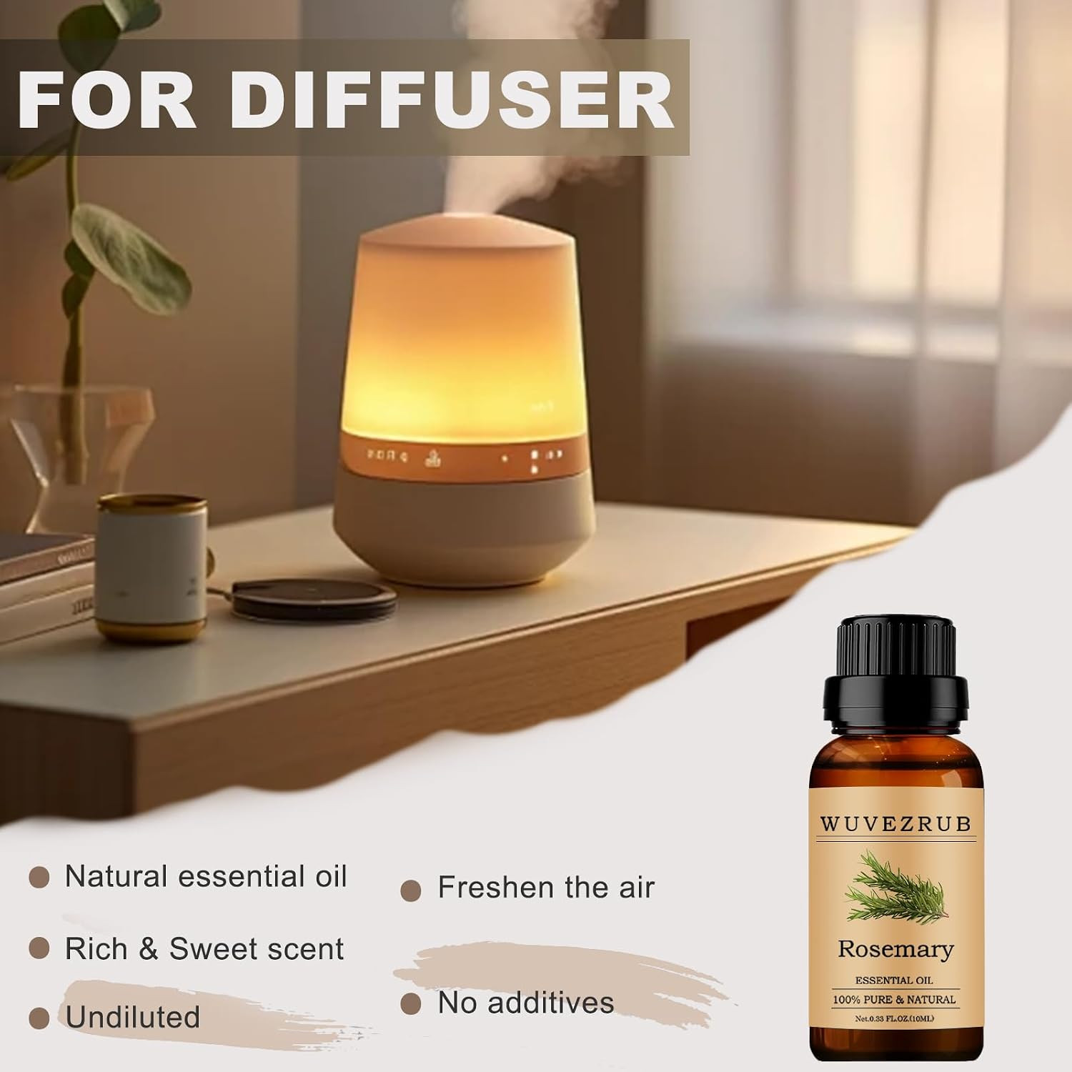 Rosemary Essential Oil – 10ML, 100% Pure and Natural for Aromatherapy Diffuser –