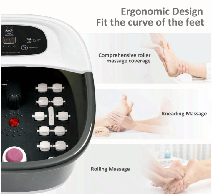 Foot Spa Bath Massager with Heat Bubbles and Vibration Massage and Jets, 16 OZ