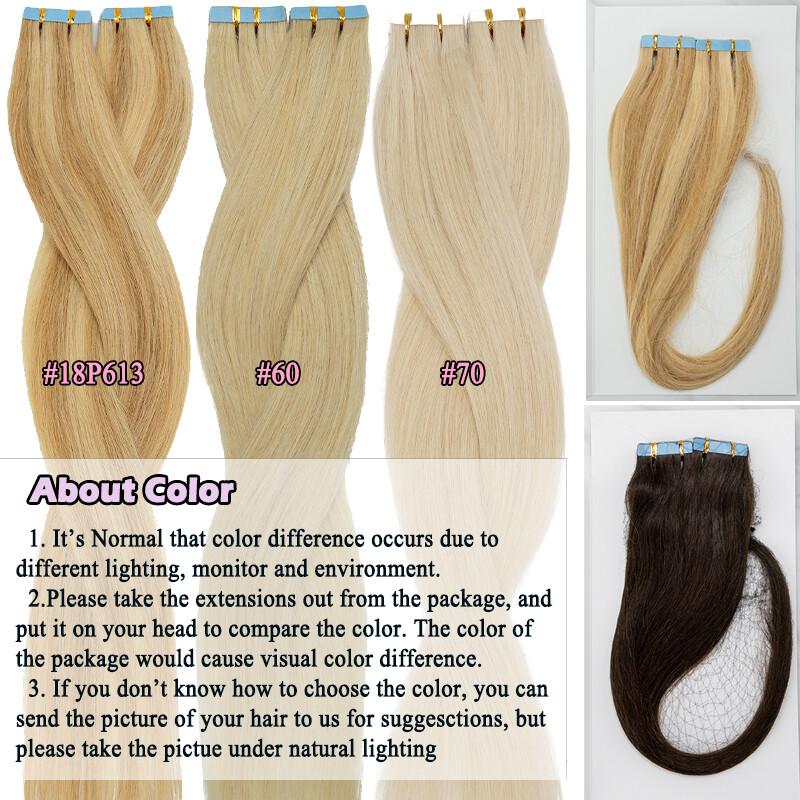 Real Human Hair Extensions Tape In Invisible Skin Weft Hairpiece Real Remy Piece