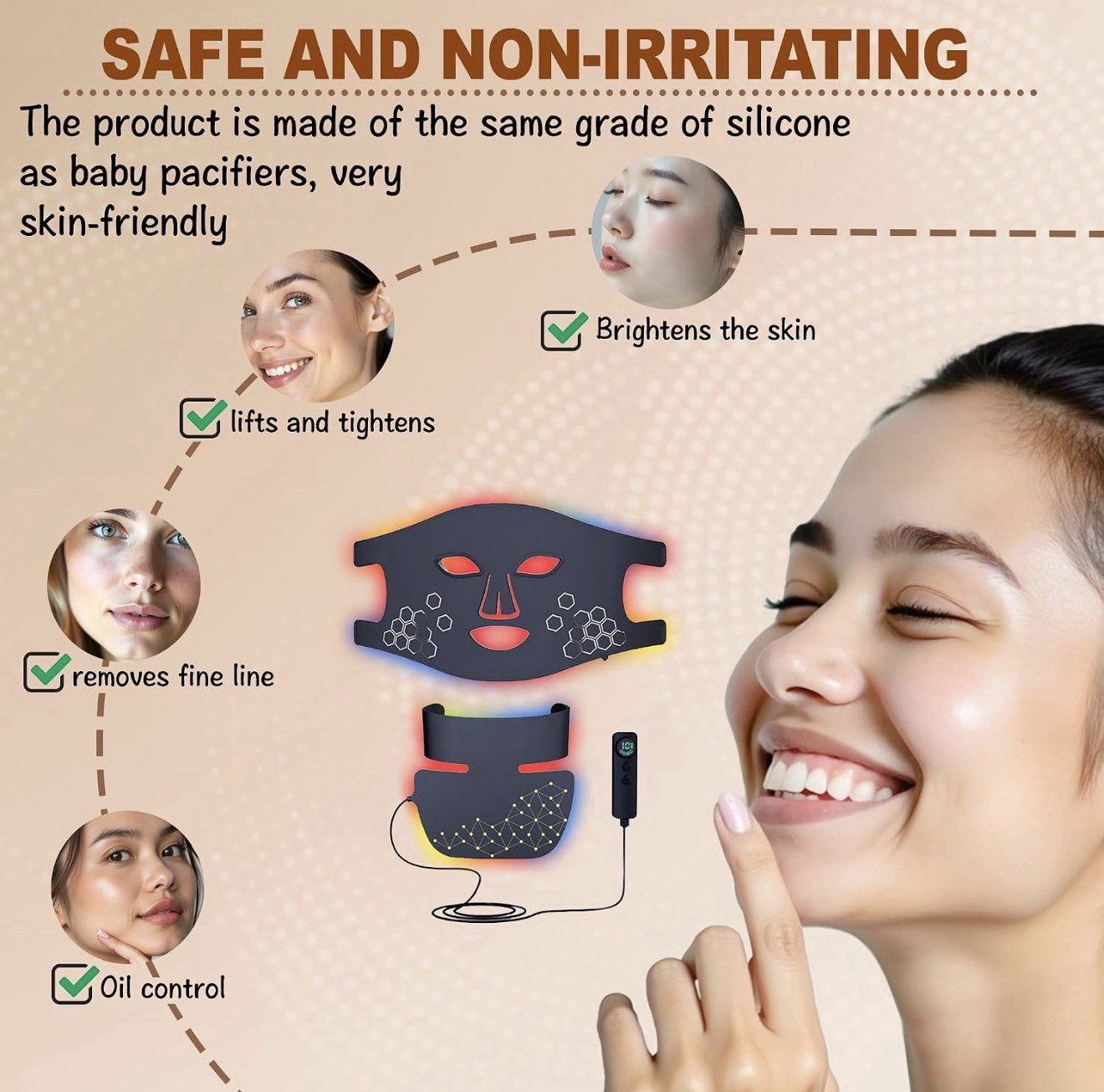 HWgizP Red Light Therapy Face & Neck Mask System