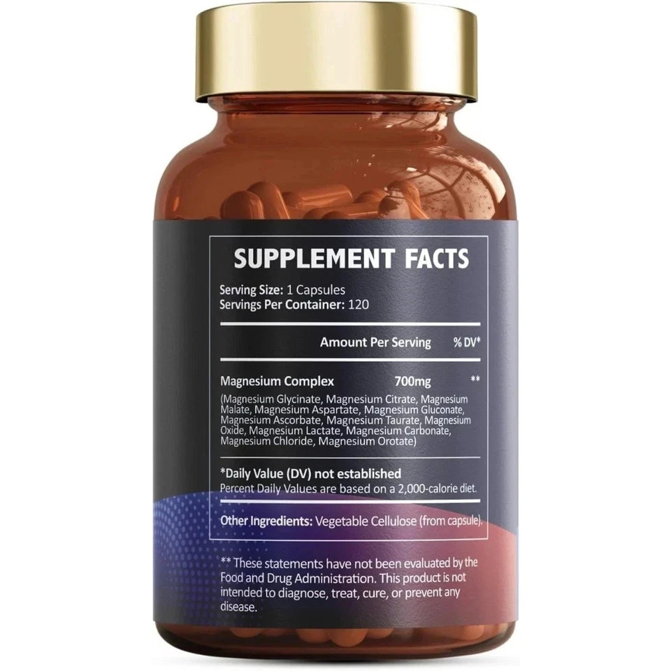 Totaria 12-in-1 Magnesium 700mg | Vegan Capsules for Nerve Bone Sleep,120ct USA