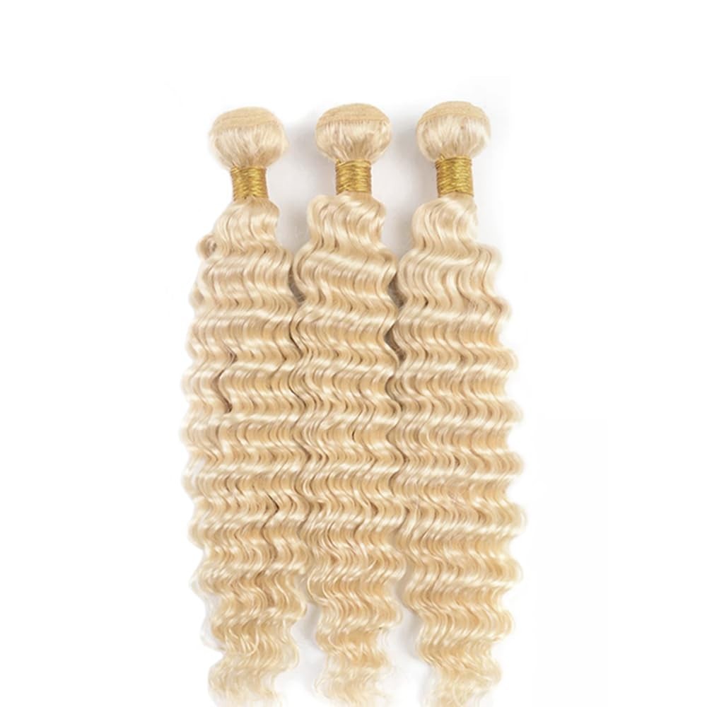 Younghann 30 32 34 Inch Blonde Human Hair Bundles Color 613 Deep Wave Bundles