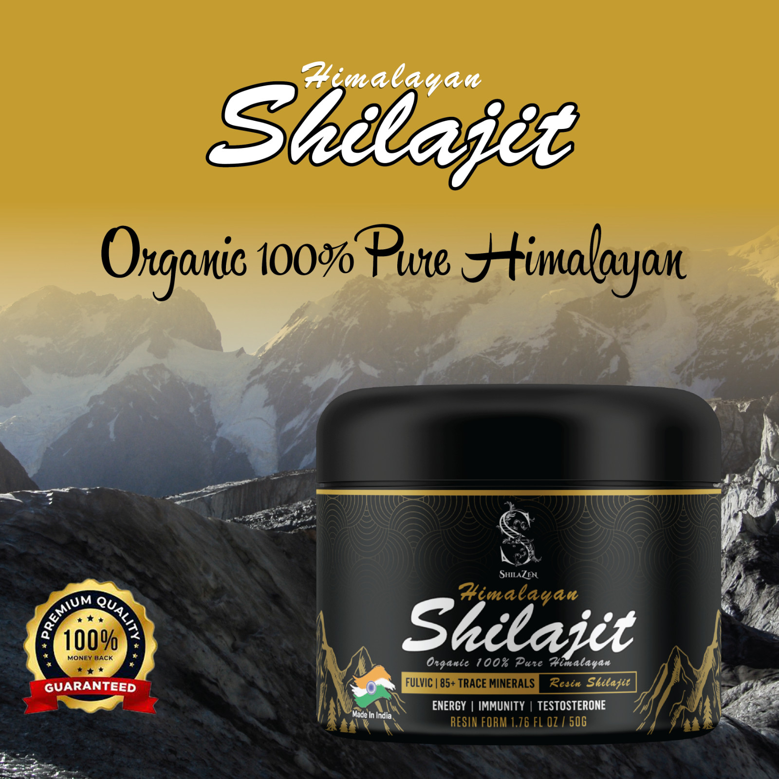 100% Pure Himalayan Shilajit, Soft Resin, Organic, Extremely Potent, Fulvic Acid