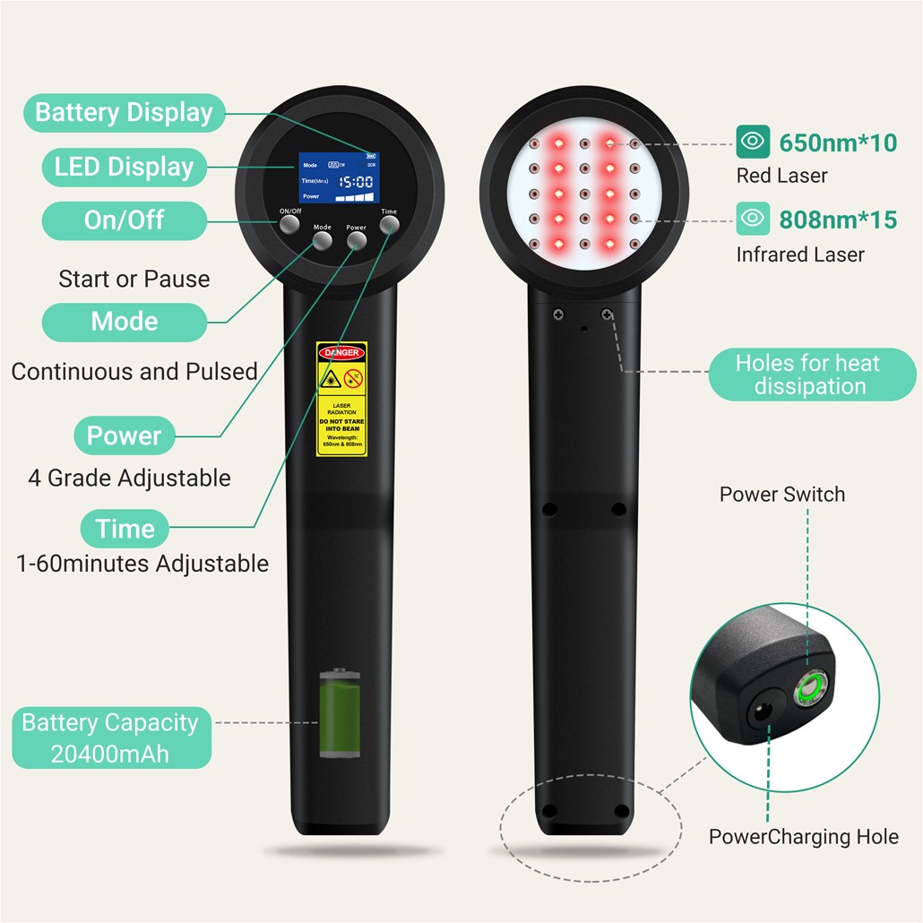Non-invasive Laser Therapy 650nm 808nm Red Light Physiotherapy Device for Pain
