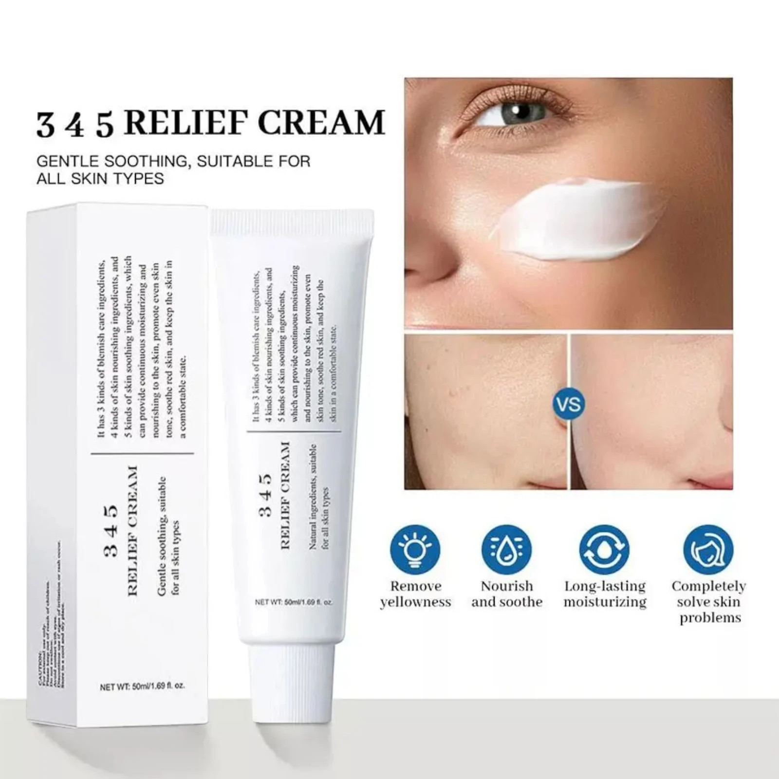 Dr. Althea 345 Relief Cream 1.69 Fl Oz Soothing Moisturising Face Cream for Skin