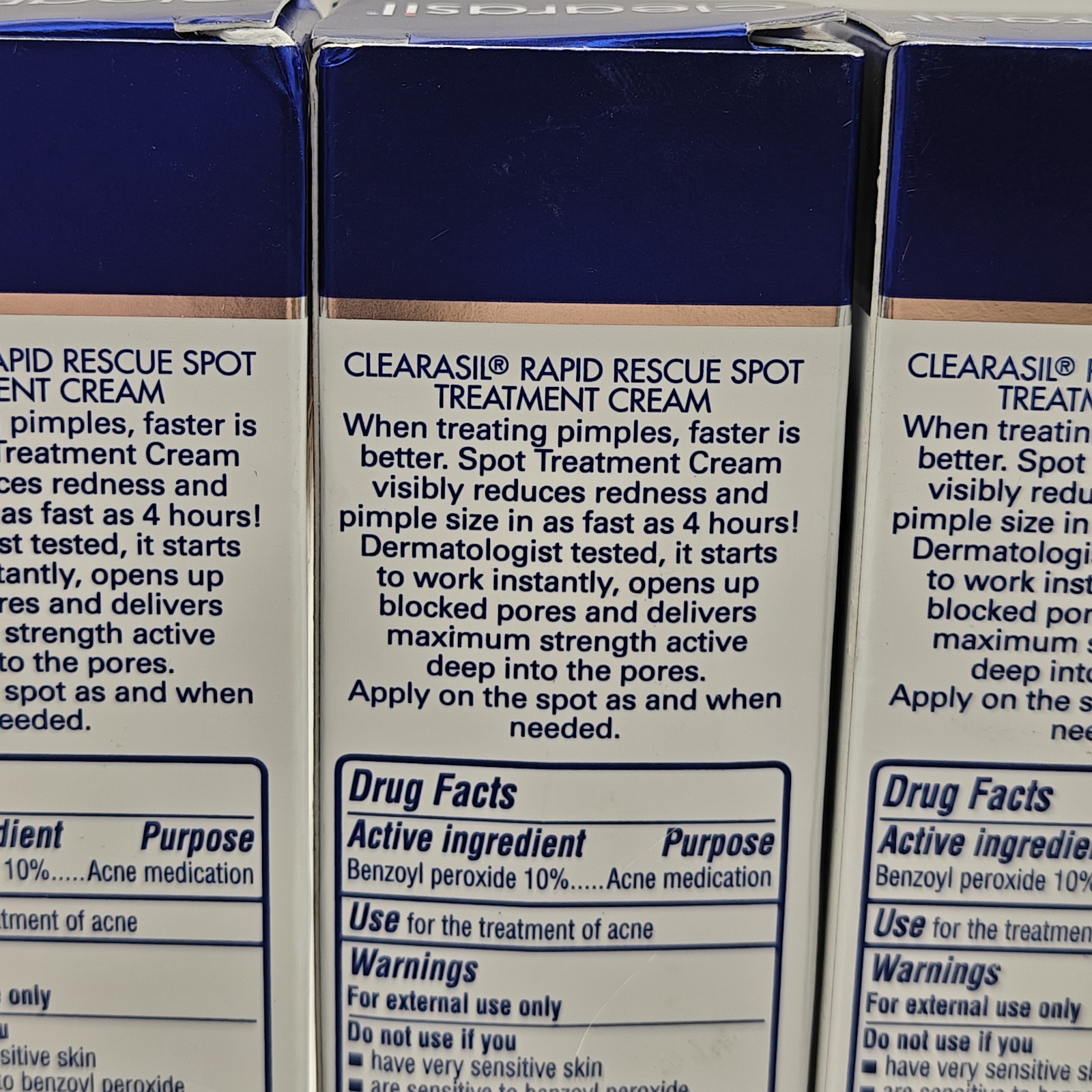 3 Pack Clearasil Rapid Rescue Spot Treatment Cream 1 oz Acne Exp 7/26 New