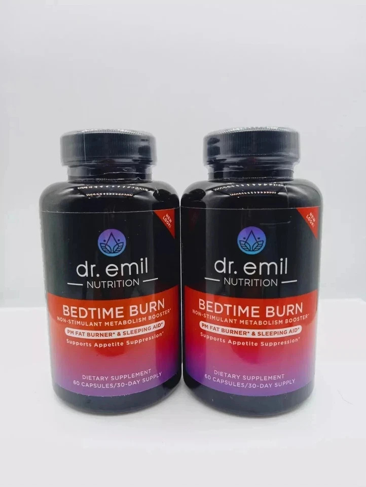 Dr Emil Nutrition Bedtime Burn PM Fat Burner Sleep Aid Pills 60 Count, Pack of 3
