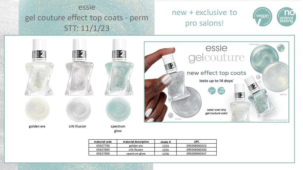 Essie Gel Couture Effect Top Coats Last Up to 14days New Combo 3pcs