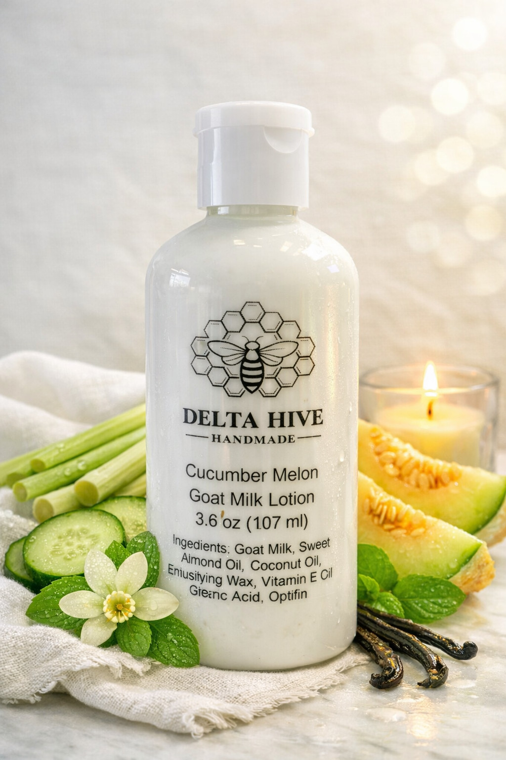 Delta Hive Creamy Moisturizing Goat Milk Lotion – Cucumber Melon Scented 3.6 oz