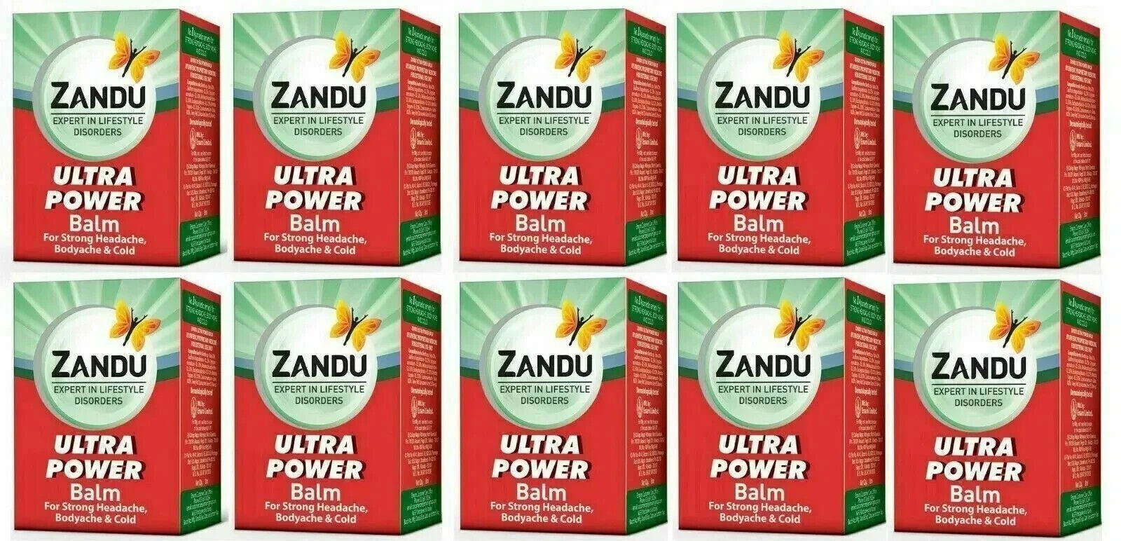 10 x Zandu Ultra Power Balm Herbal 8 ml Free Shipping ( 10 x 8 ml ) Free Ship