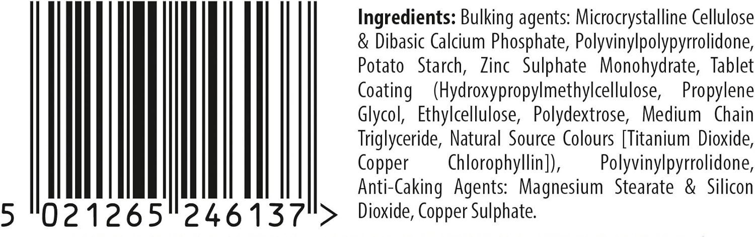 Zinc 15mg with Copper Vitabiotics 60 Tablets Exp 06/2029 made in United Kingdom