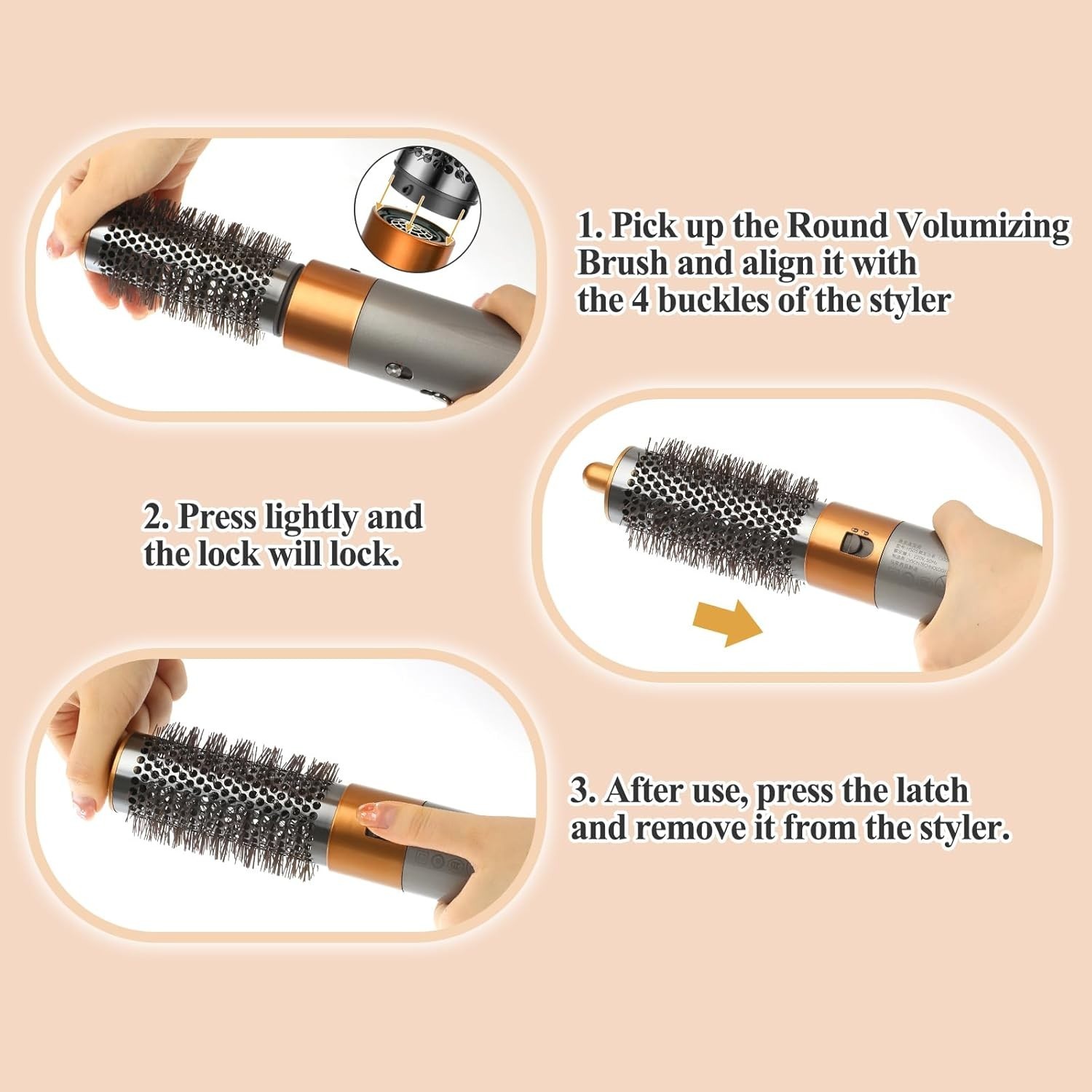 Genuine Dyson Airwrap Round Volumizing Brush Attachment, Nickel/Copper