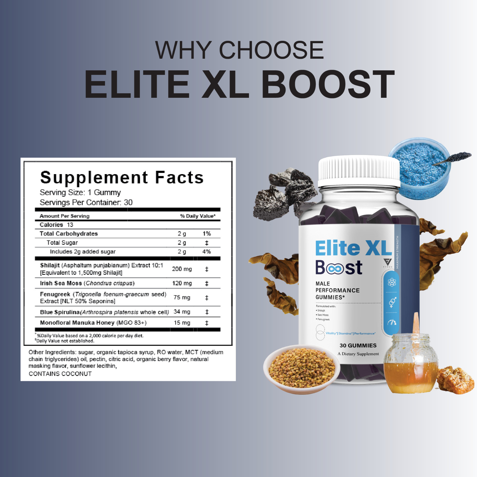 Elite XL Boost Gummies, EliteXL Boost Male Performance (30 Gummies)