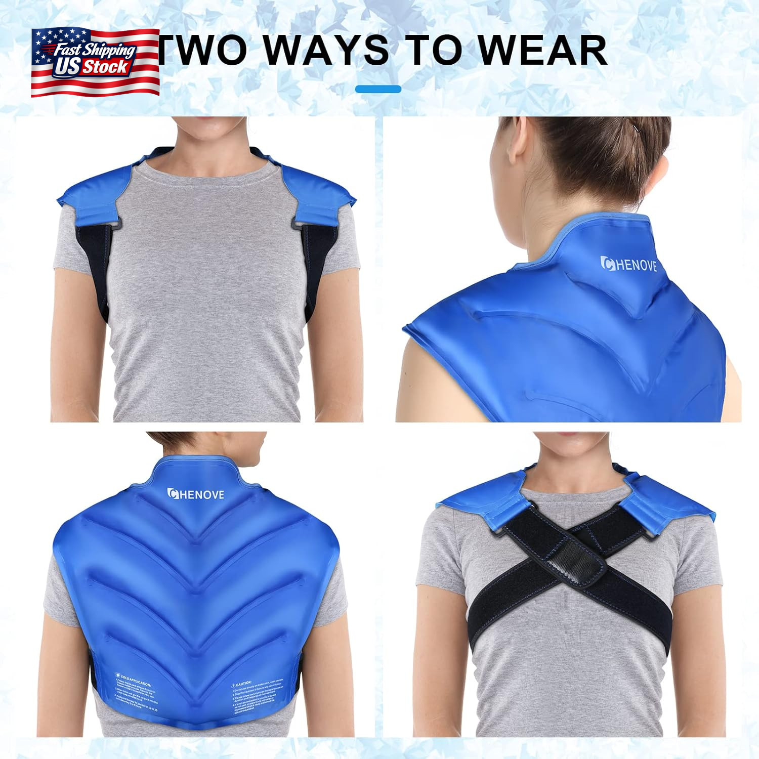 Chenove Ice Pack for Shoulders Upper Back with Strap, Neck and Shoulder Ice Pack