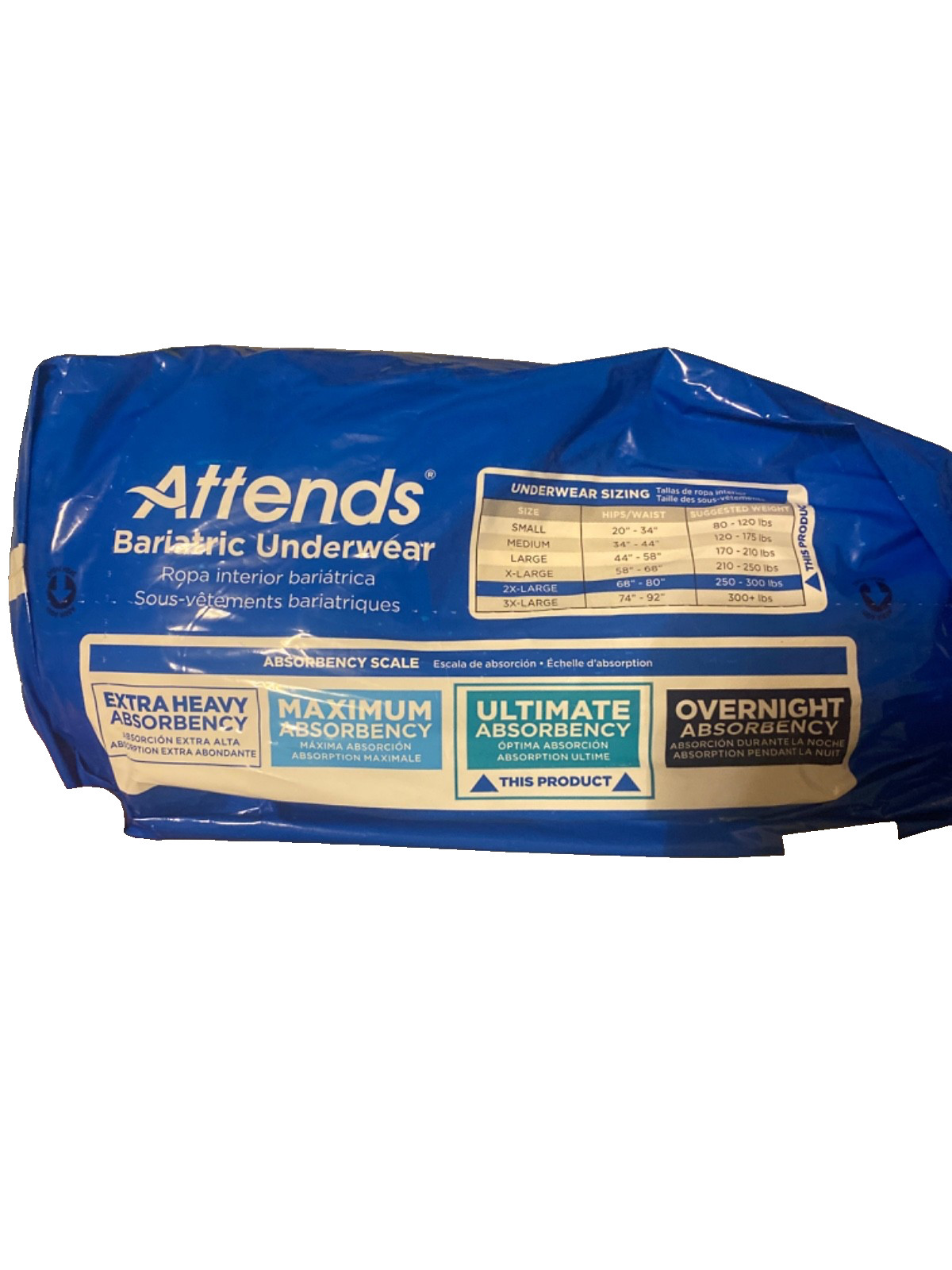 Attends Bariatric Incontinence Briefs Underwear Diapers Ultimate Absorbency 2XL