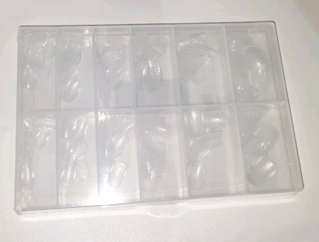 Acrylic Nail Tips For Full Cover Nail Extension. Oval 216 Pieces, 12 Sizes New
