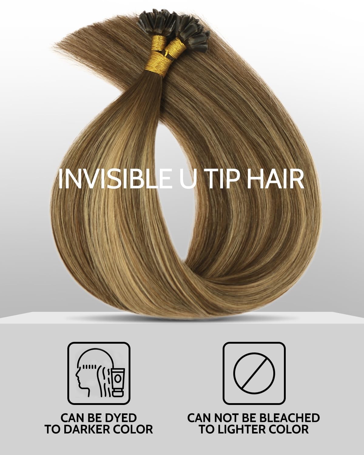 Vinbao U Tip Hair Extensions Human Hair Balayage 50G 50S Brown To Caramel