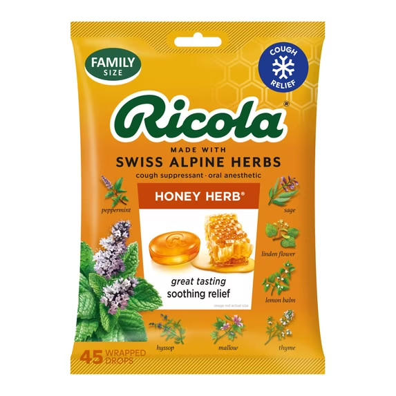 Ricola Honey Herb Cough Drops for Sore Throat and Cough Relief, Value Pack, 45 C