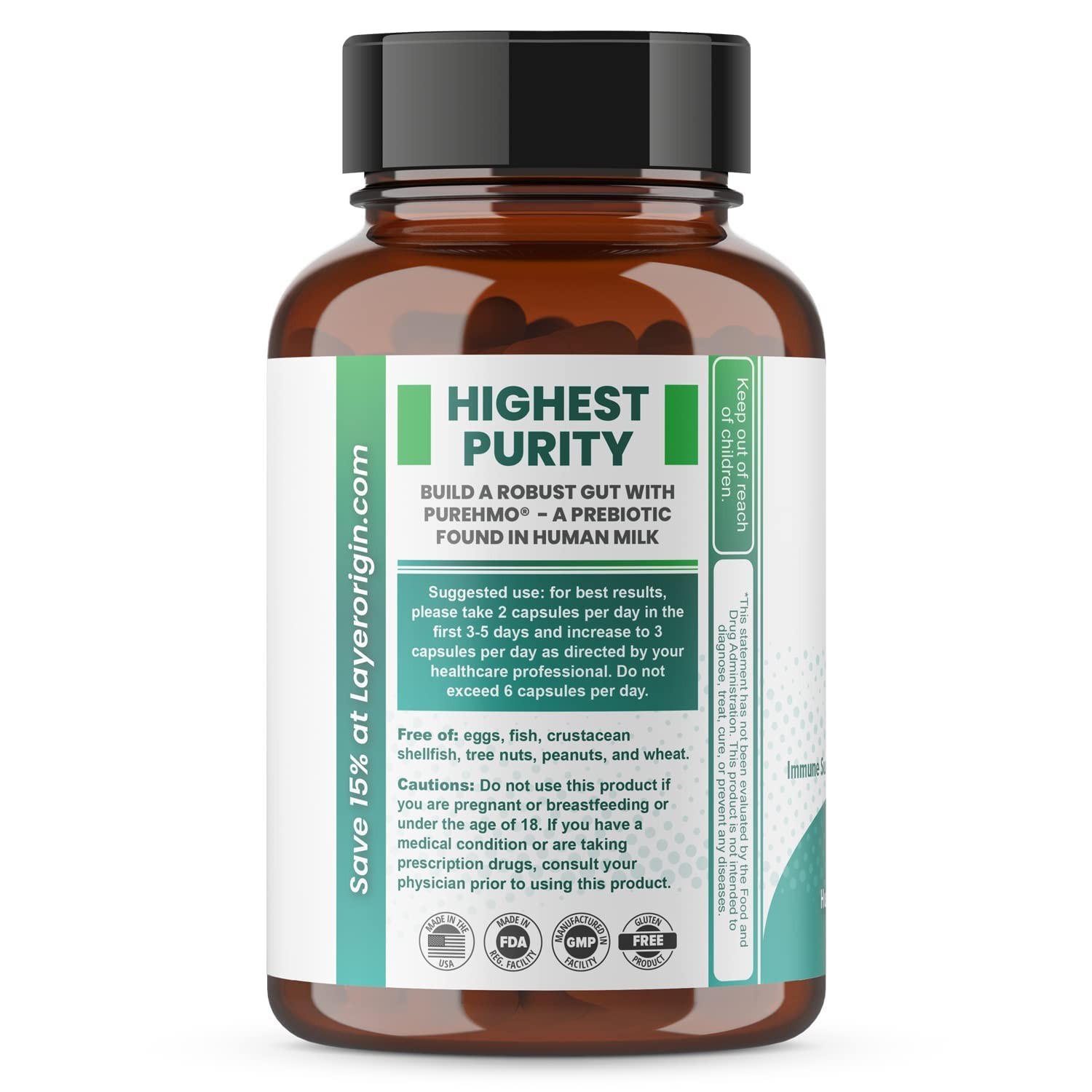 Human Milk Oligosaccharide (HMO 2′-FL) Prebiotic Fiber Powder Supplement