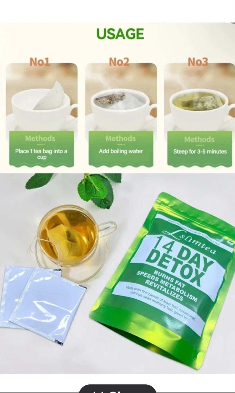 14 Days Detox Tea Weight Loss Slimming Burn Calories Body Slim Diet Fat Burner