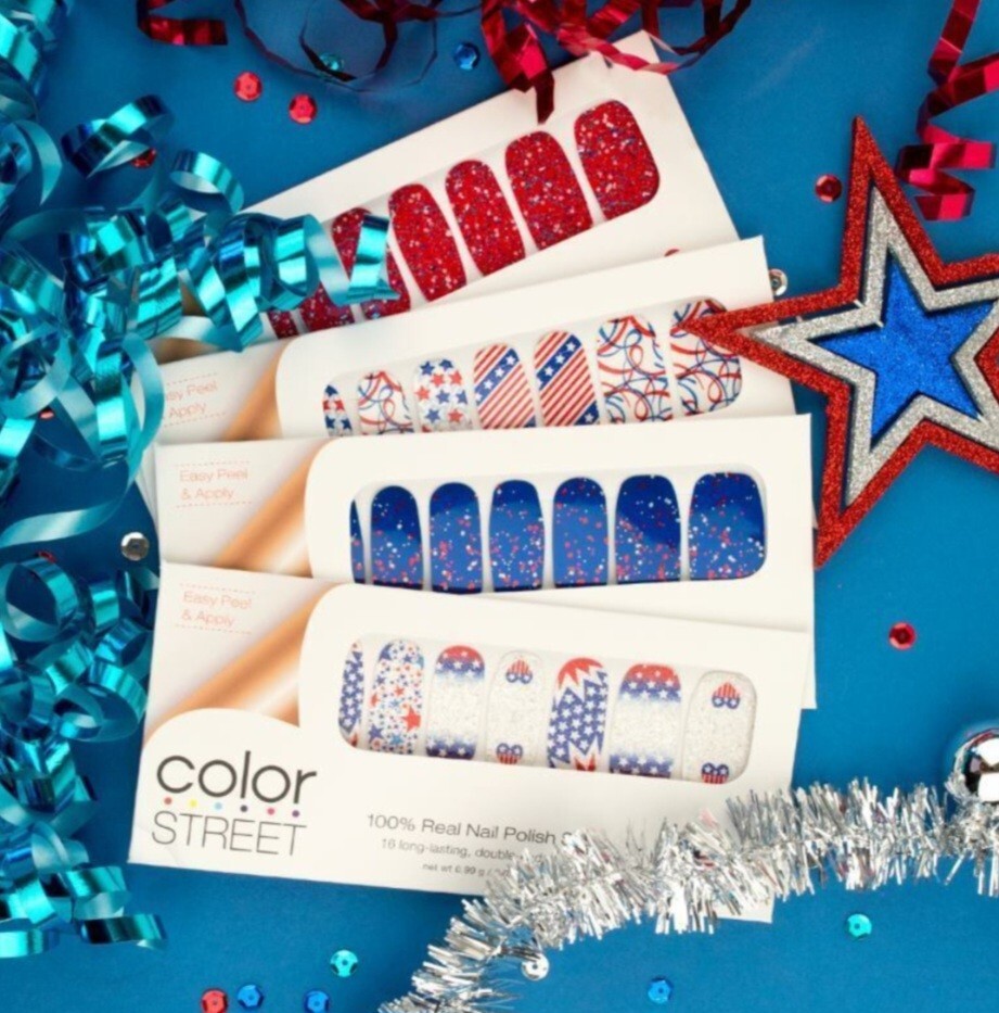 Color Street Nail Polish Strips ~ Patriotic USA red white blue America flag 🇺🇸