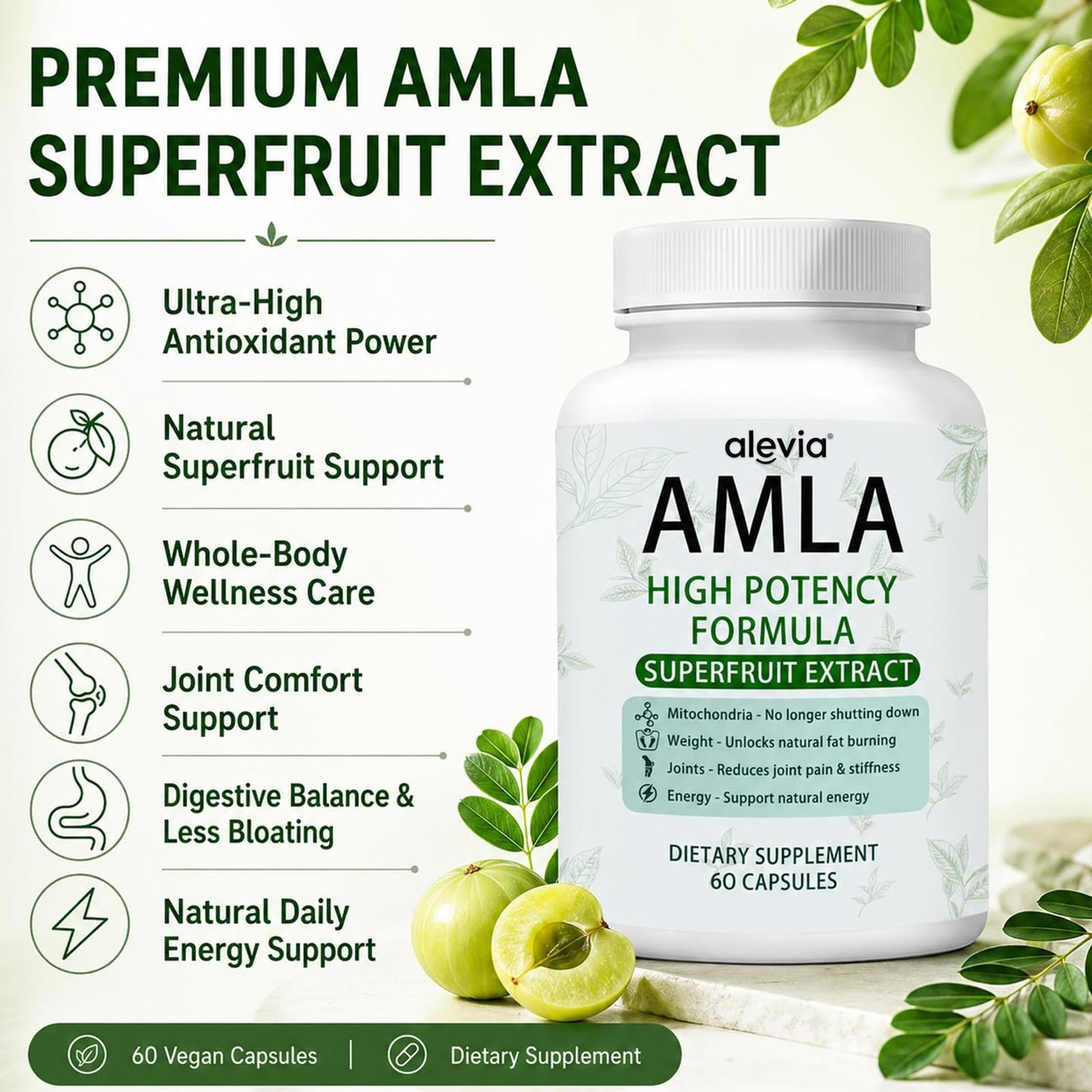 AMLA Capsules Superfruit Extract High Potency Formula 60 Capsules