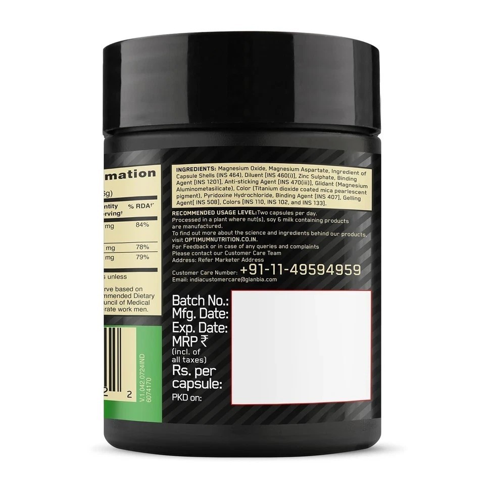 Optimum Nutrition ZMA 60 Caps Zinc Magnesium Aspartate | Strength & Recovery
