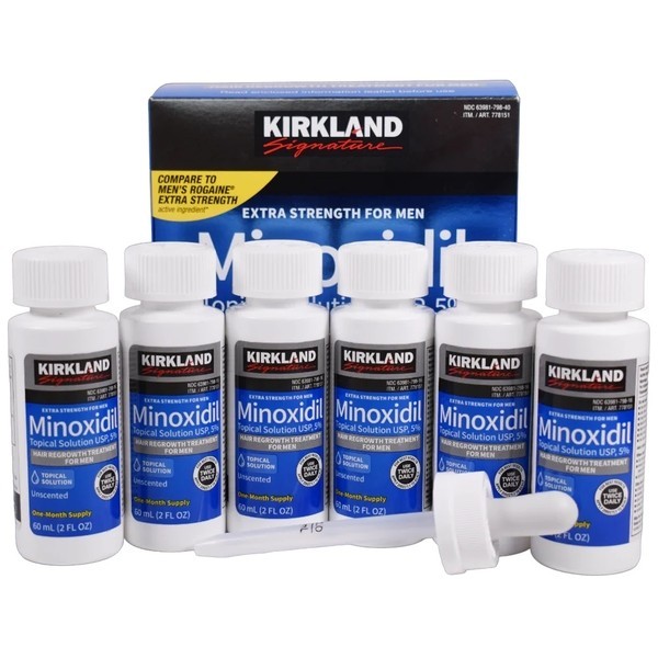 Kirkland Minoxidil 5% Hair Regrowth Solution Extra Strength Men 6 Month Supply