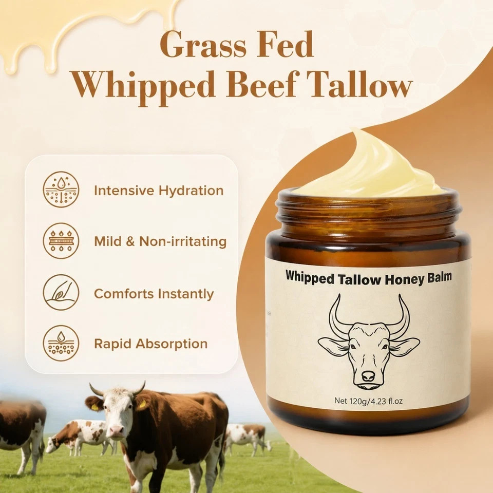 Lopeie Whipped Tallow Honey Balm, All-Natural Moisturizer for Face & Body