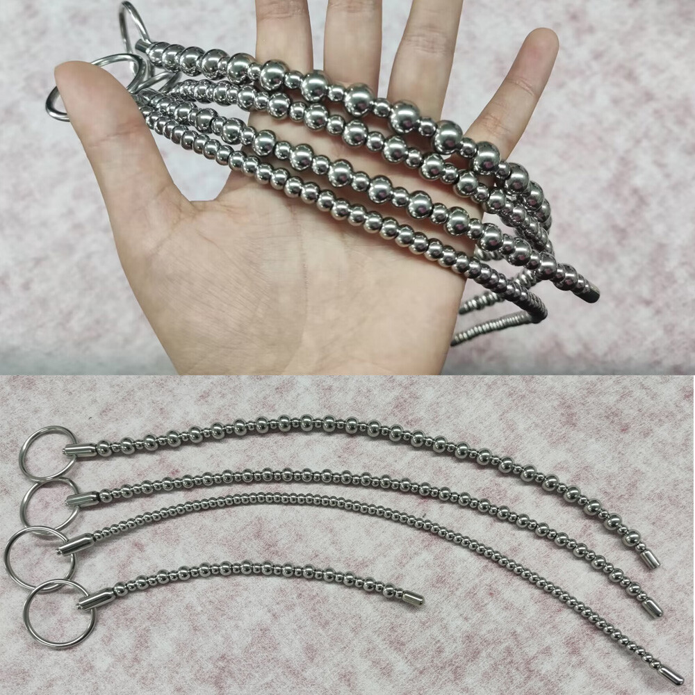 Male E-stim Shock Stainless Steel Dilator Stretcher Urethral Plug Sounding Beads