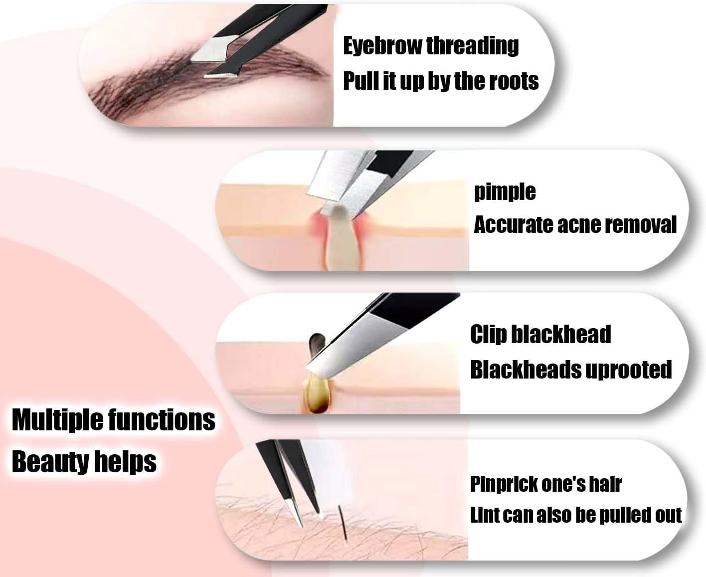 10Pc Eyebrow Tweezers Set Razor Scissors Blackhead Remover Grooming Kit