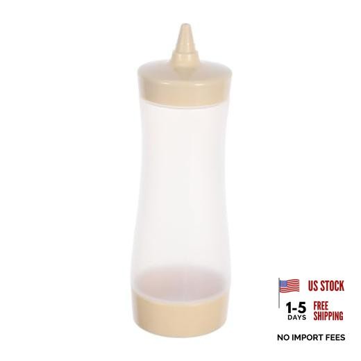 3-Pack 12Oz Plastic Squeeze Sauce Bottles with Leak-Proof Flip Caps for Beige