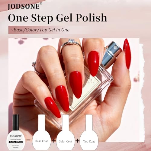 Red Gel Nail Polish,16.5ml Red 3-in-1 One Step Gel Polish Soak Off Art B1403