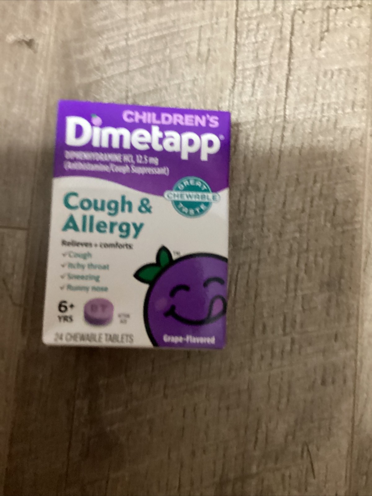 Dimetapp Chewable Cough Allergy Medicine, Antihistamine, Grape Flavor 05/2027