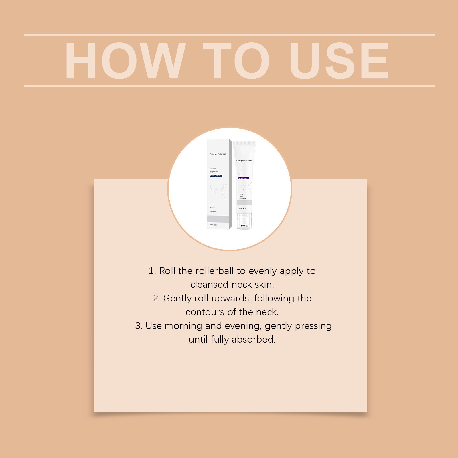 Magec Collagen Fullerene Neck Cream Firming Tightening with Roller 50g