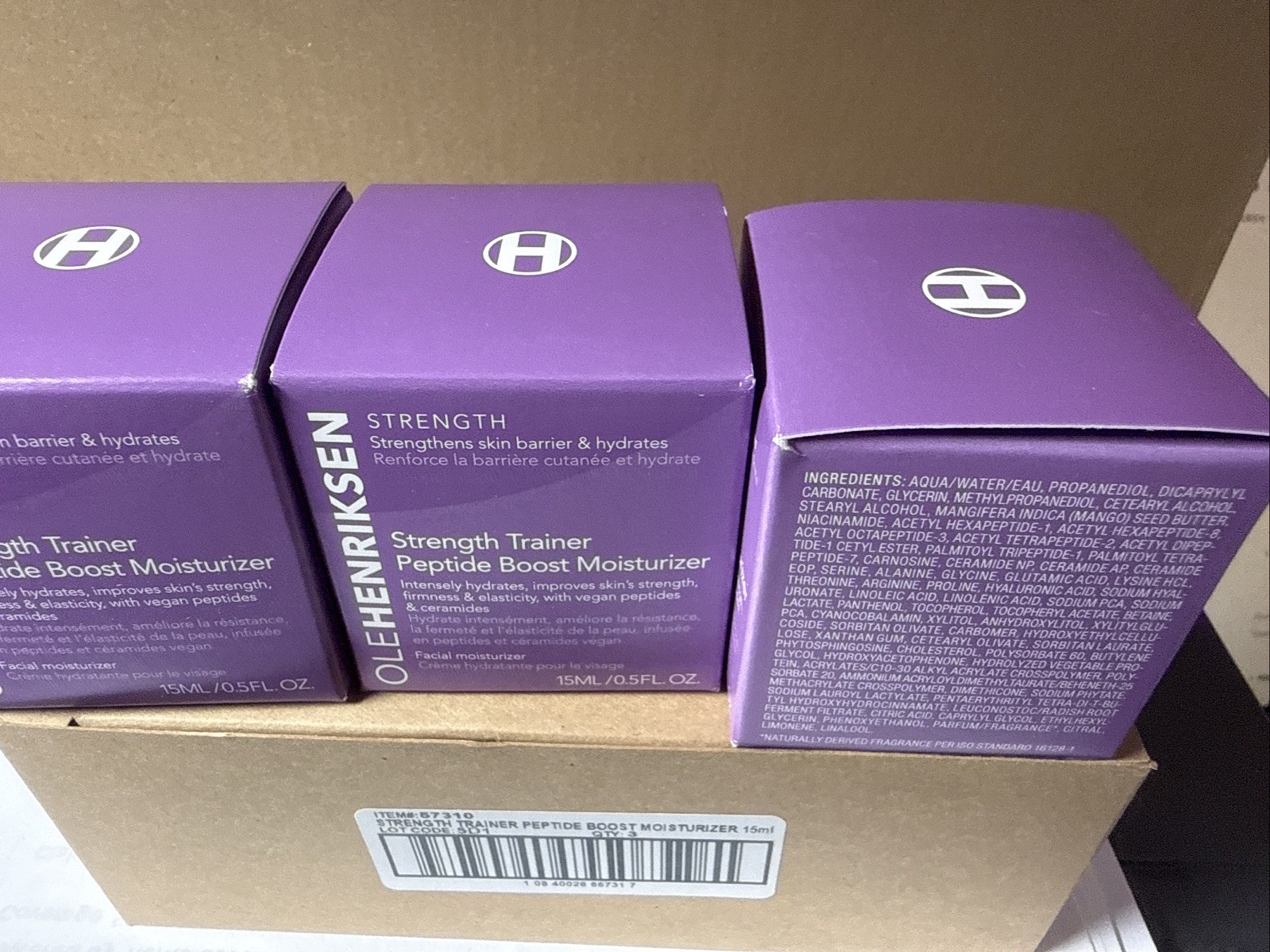 3-PACK Ole Henriksen Strength Trainer Peptide Boost Moisturizer , 0.5 FL OZ NIB