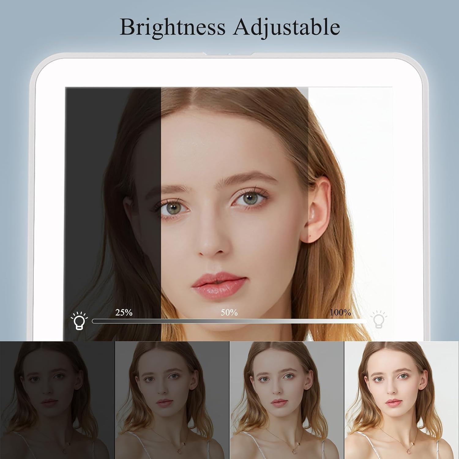 Rechargeable Travel Makeup Mirror W/ 72 Led Lights Portable Lighted Beauty