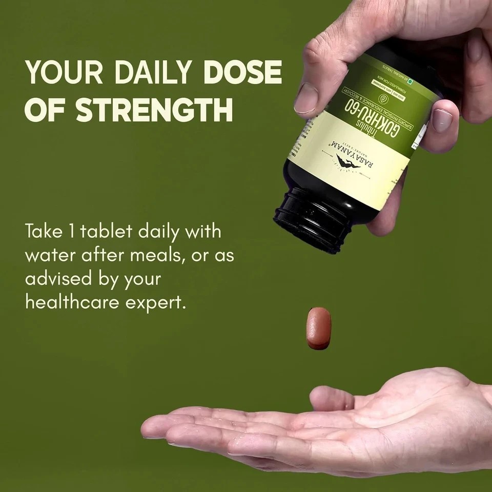 Gokshura -Puncture Vine ( Tribulus terrestris ) 1000mg – 60 Tablet ( pack of 3 )