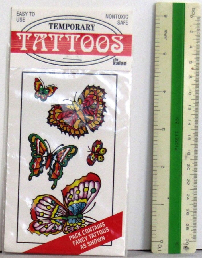 NEW Kalan TEMPORARY TATTOOS 5 ASSORTED Size BUTTERFLIES Made in ENGLAND