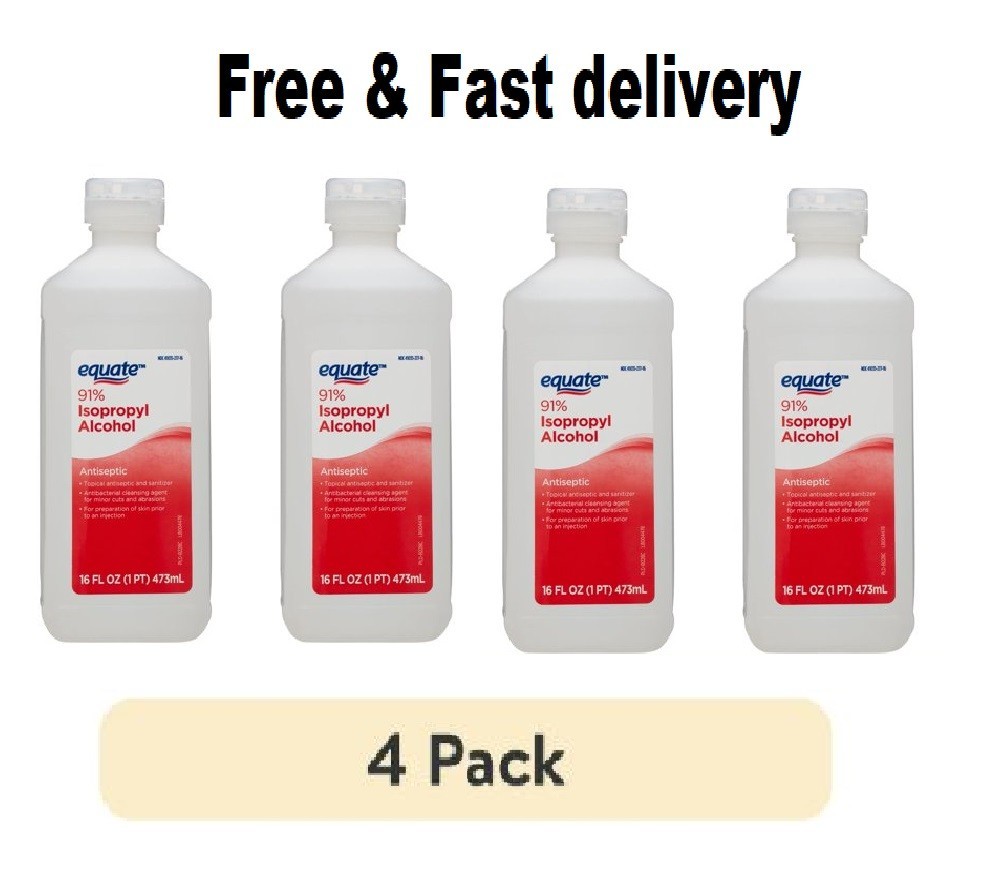 Equate 91% Isopropyl Alcohol Liquid Antiseptic, 16 fl oz (4 Pack )