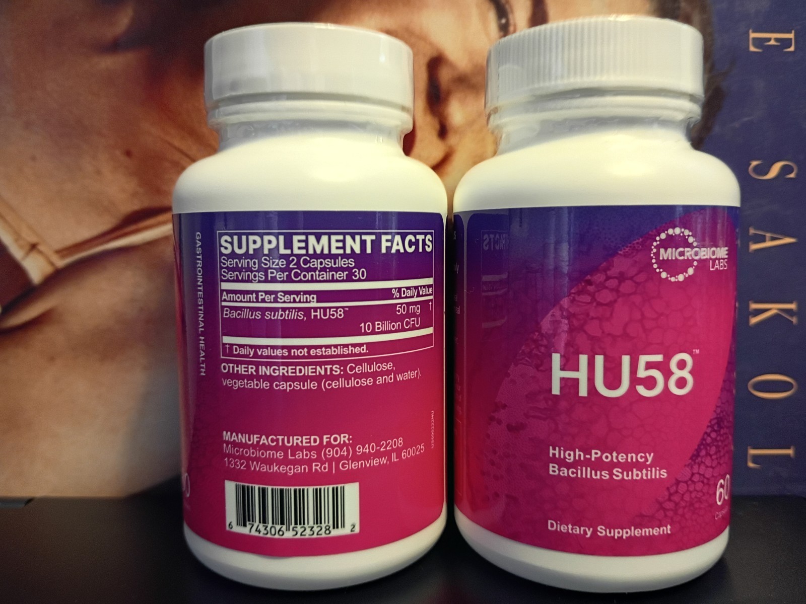 HU58 Microbiome Digestive Support Natural Laxative, Gut Health, 120 Caps (2Pack)