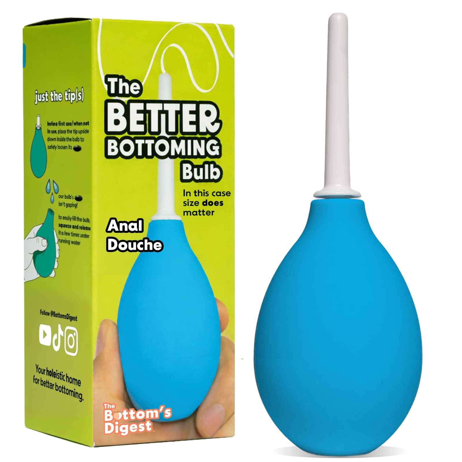 Bottoms Digest Anal Douche Enema Bulb 3.0 Oz EasyClean 6cm White Tip