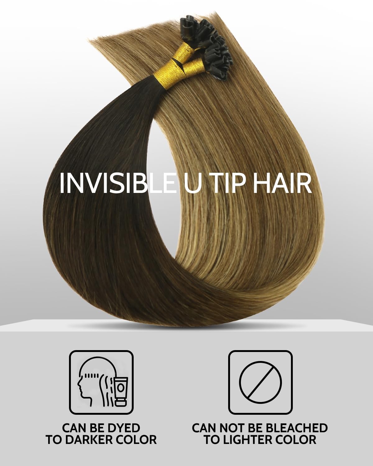 Vinbao U Tip Hair Extensions Human Hair 50G 50S Hot Fusion U Tip Human Hair