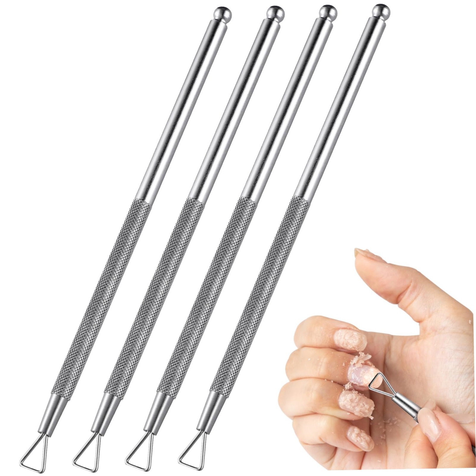 Cuticle Pusher Set 4Pcs Triangle Nail Art Scraper Polish Tool with Ergonomic …
