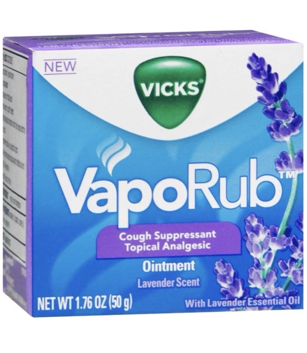 Vicks VapoRub Cough Suppressant Topical Analgesic Ointment Lavender 1.76 OZ
