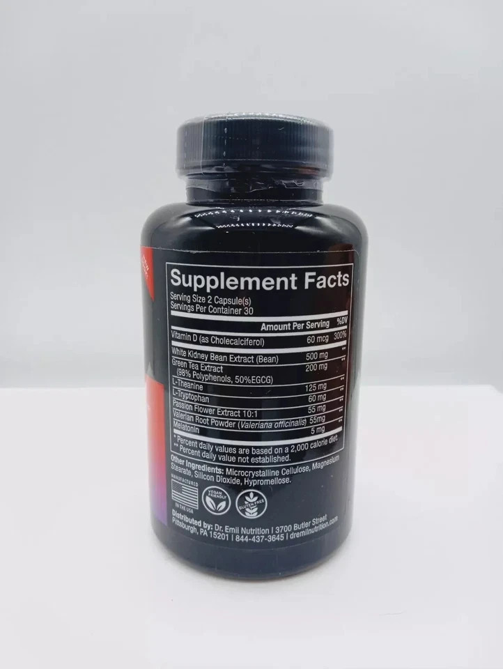 Dr Emil Nutrition Bedtime Burn PM Fat Burner Sleep Aid Pills 60 Count, Pack of 3