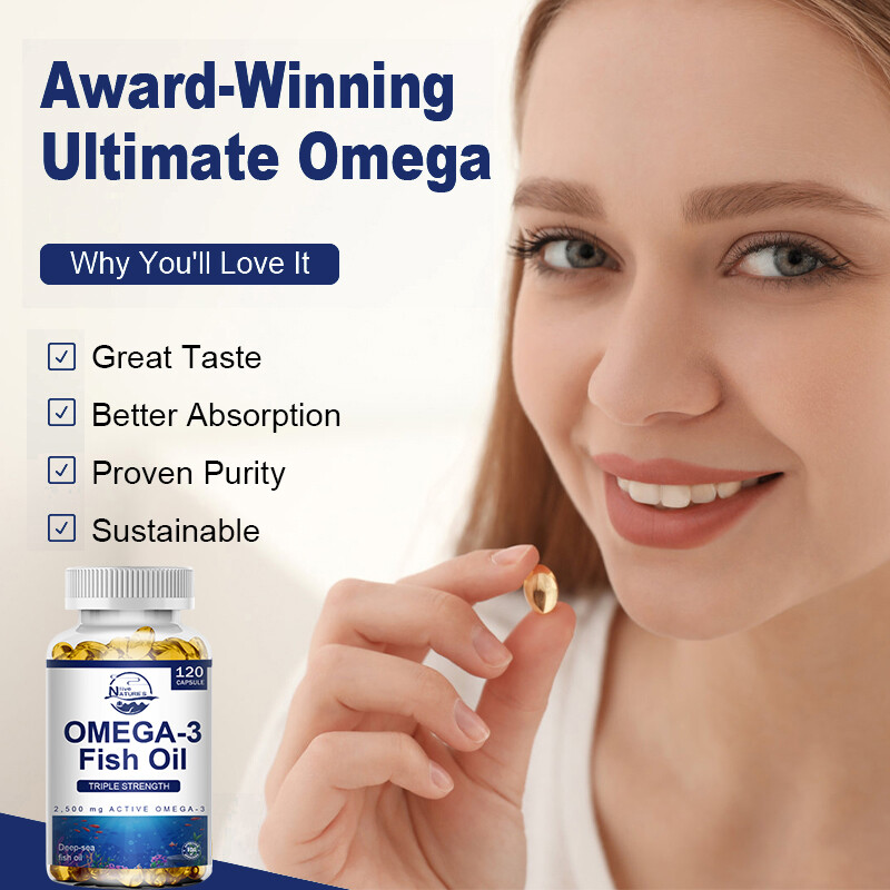 3x Strength EPA & DHA Omega 3 Fish Oil 3600mg, Highest Potency, 120 Softgels